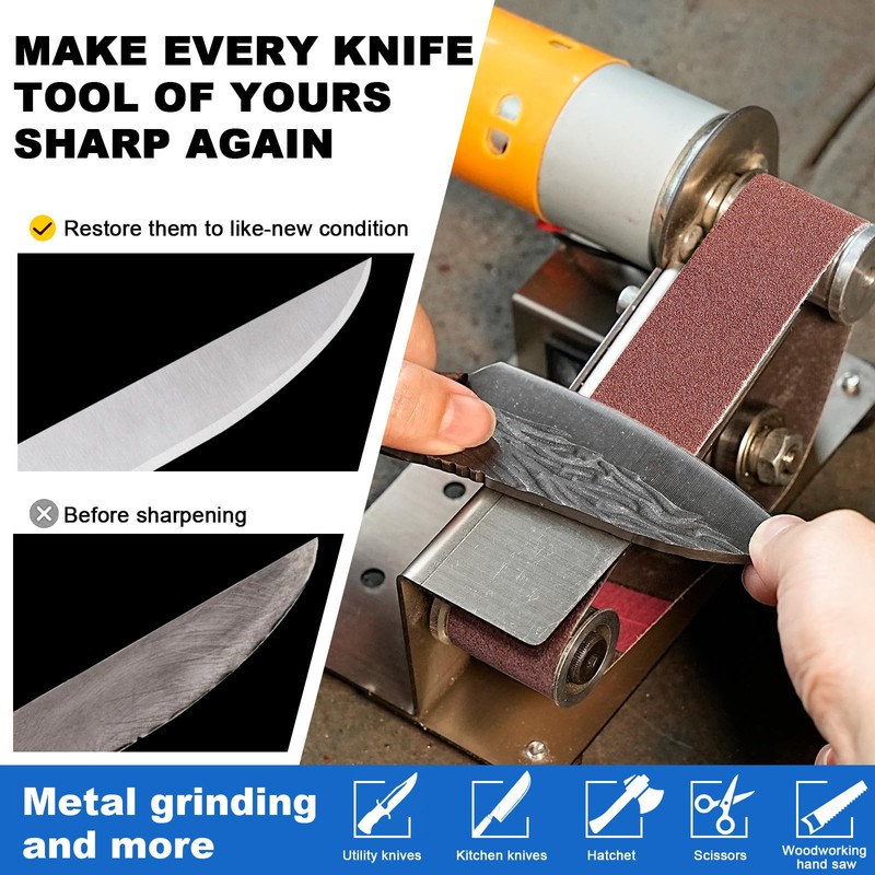 SI FANG Electric Mini Belt-Sander Knife Sharpener, 7 Speeds Portable