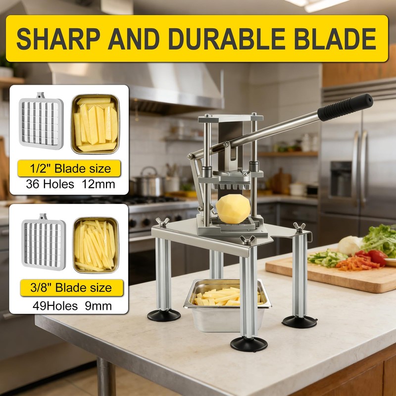 Commercial Fry Cutter, Stainless Steel Potato Slicer