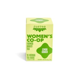 JusTea LEMON GINGER | Herbal Tea Bags, Caffeine-Free, Organic Ginger and Lemongrass Tea | Fair-Trade | Plastic-Free Tea Bags | Vegan, Sugar-Free, Gluten-Free | 16 Tea Bags