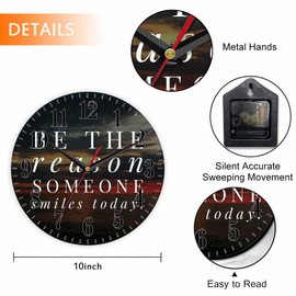 Mxocom Faith Quote Wall Clock Motivational and Inspirational Quote About Life 10 Inch Silent Non Ticking Battery Operated Clock Vintage Round Clock for Living Room Bedroom Bathroom Office Decor