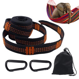 INNAL Set of 2 Hammock Attachment Set, 3 m x 2.5 cm Hammock Suspension Straps + 2 Hook Carabiners, Rod Hammock Swing Attachment, Hanging Set Tree Straps for Camping, Outdoor, Hiking