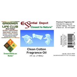 Clean Cotton Fragrance Oil - 4 oz - Supplied in 4 oz. Amber Glass Bottle with Black Phenolic Cone Lined and Safety Sealed Cap