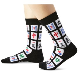 Zmart Funny Mahjong Gifts for Mahjong Lovers Women Men, Novelty Mahjong Tile Socks, Keep Calm And Play Mah jong Black