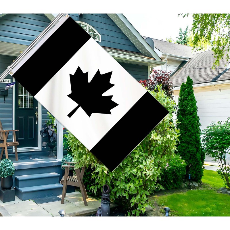 Black Canada Flag,3x5 FT Dark Canadian Flag,36x60 Inch Large Digitial