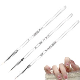 WUSJCOF 3 Stück Professional Nailart Pinsel Fineliner, Nagel Art Liner Pinsel, Nageldesign Pinsel, Extrem Feine Borsten für DIY Nail Art Salon und Heimgebrauch (Weiß)