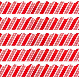 72 Feet Christmas Bulletin Board Borders Candy Cane Stripe Scalloped Borders Trims Red White Stripe Bulletin Borders Peppermint Classroom Decorations for Candyland Xmas Holiday School Party Decor