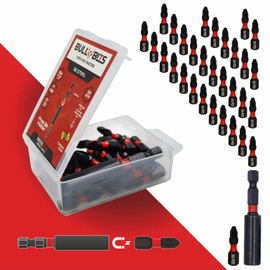 30 x Bull Bits 25mm PZ2 Impact Screwdriver Drill Driver Bits Set + Magnetic Bit Holder Compatible with DeWalt Milwaukee Bosch Makita and More