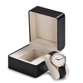 Oirlv PU Leather Watch Box Luxury Watch Boxes Single Watch Organiser Box for Women and Men(Black)