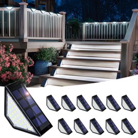 SOLPEX Solar Step Lights for Outside,24 LEDs Solar Fence Lights Outdoor Waterproof Decor for Stair, Step, Deck, Fence, Front Porch, Balcony, Patio, Wall, Yard, Garden (12 Pack, Cold White)