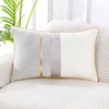 PANOD Patchwork Light Grey Silk-Like Velvet Throw Pillow Cover with