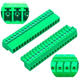 Tcenofoxy 3.81mm Male & Female 2/3/4/5/6/7/8/9/10/11/12/13/14/15/16/18/20/24 Pin Phoenix Connector No Soldering Green PCB Screw Terminal Block Connector (1Set 3.81MF-18Pin)