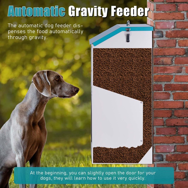 ZHEQOGZH Galvanized Automatic Dog Feeder Large Breed 45 Pounds, Metal