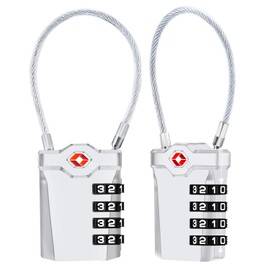 2 Packs TSA Luggage Locks with 14cm Flexible Cable, Diyife 4-Digit Combination Travel Lock Security Padlock for Suitcase Luggage Backpack School or Gym Cabinet, etc. (Silver)
