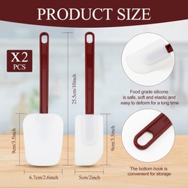 NIXRET 2 Stücke Teigschaber Silikon Hitzebeständig (25 cm) - Silikonlöffel 25,5cm/10 Zoll Spachtel für die Küche, Suppenlöffel Kochen Backen Mischen