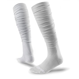 WANDER Football Scrunch Socks Men Extra Long Sport Socks 2 Packs Cotton Ankle Support Padded Socks for Youth Adult 6-9/10-13