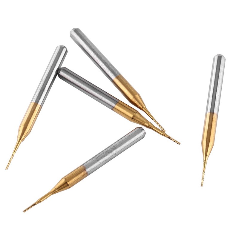 10pcs 3.175mm Shank Titanium Coating Tungsten Carbide End Mill Engraving