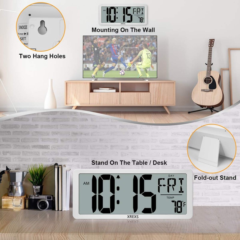 Large Digital Wall Clock, Electronic Alarm Clocks for Bedroom, Count