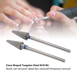 Professional 2pcs Cone Tapered Nail Drill Bits, Tungsten Manicure Pedicure Tools, Electric Drill File for Cuticle Removal 151 154