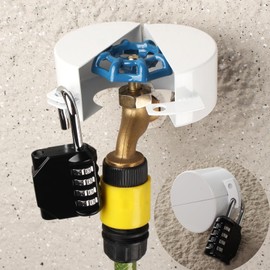 Water Spigot Lock(Password Lock) Metallic White，Gate Valve Lock, No Installation Required，Prevent Water Theft-Tap Lock-Exterior Faucet Lock- Water Lock-Hose bib Lock-Faucet Locks Outdoor Child Proof