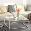 ​​​​​​​​​​​​Glass Coffee Table Square Coffee Table for Small Space,Modern Minimalist