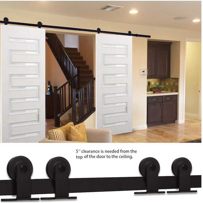 CCJH 7.5FT Sliding Barn Door Hardware Kit, Heavy Duty, Smoothly