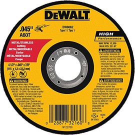 DEWALT DW8062A 4-1/2" x .045 x 7/8" Aluminum Oxide A60N Cutting Wheel