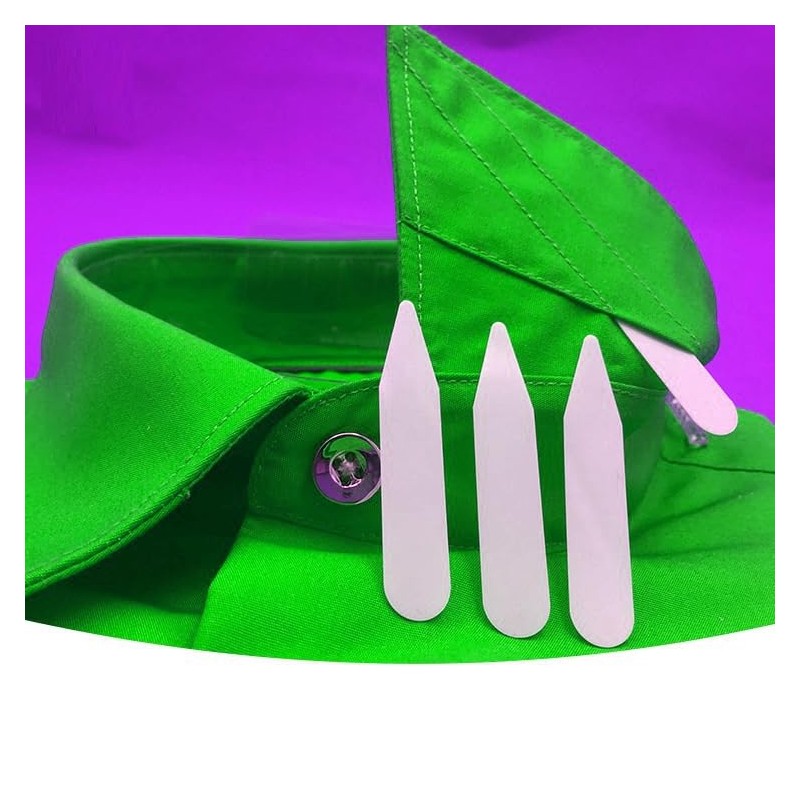 LORJE 100Pcs Shirt Collar Stays,5 Sizes Collar Stiffeners Plastic White