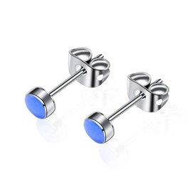 Titanium Stud Earrings for Women Earrings 4mm Natural Stone Gemstones Hypoallergenic Earrings No Nickel Black Onyx 4mm Earrings for Women Sensitive Ears