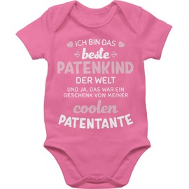 Shirtracer - Baby Bodysuit Boy Girl - Godmother - Ich bin das beste Patenkind der Welt White/Pink, 1 Pink