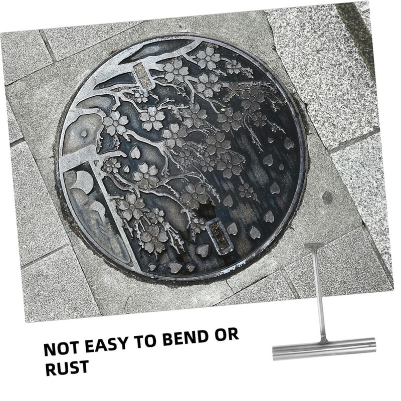 Angoily 2PCS Heavy Duty T-Shaped Manhole Hook for Lifting Manhole