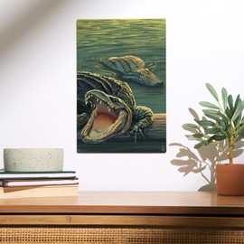 Lantern Press 10x15 Inch Wood Sign, Ready to Hang Wall Decor, Alligators