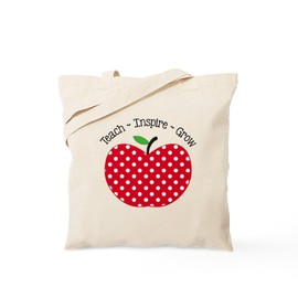 CafePress Teach Inspire Grow Tote Bag Natural Canvas Tote Bag, Reusable Shopping Bag