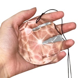 Tibapla 75mm/2.95inch Hanging Crystal Suncatcher, Clear Crystal Prism Suncatcher, Crystal Flat Round Prism Suncatcher, Faceted Prism Hanging Pendant for Garden Home Wedding Window Outdoor Decoration