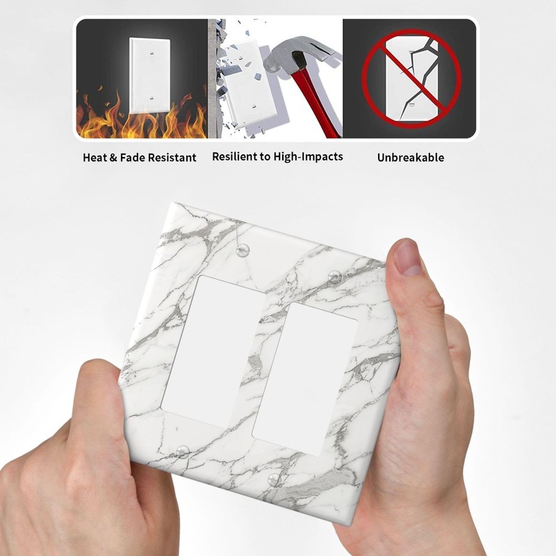 Wpshijia Light Switch Cover White Grey Abstract Marble Minimalist Luxury