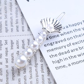 Inateannal Vintage Pearl Shell Hair Clip Silver Pearl Hair Clip Shell Hair Headpiece French Pearl Hairpin Clip Decorative Hair Accessories for Women and Girls