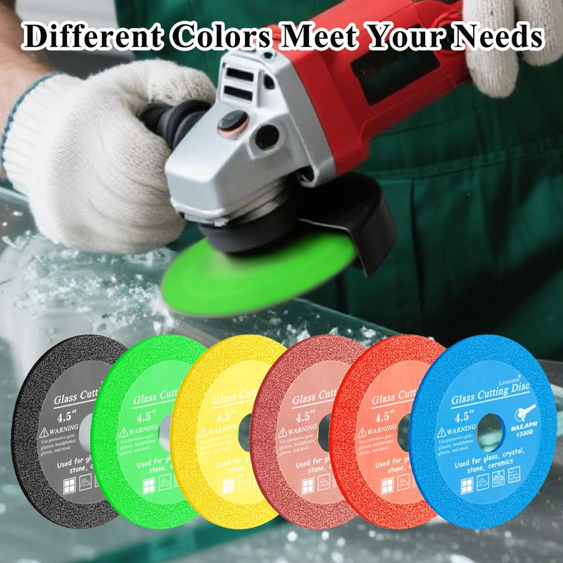 Lamoutor 6Pcs 4.5 Inch Glass Cutting Disc for Angle Grinder,