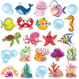 38 piezas de recortes de peces tropicales recortes de peces para aula, decoración de papel de criatura del océano marino para niños pequeños, aula, escuela, pesca, partido