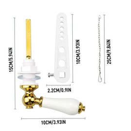 Wenrecu Ceramic Toilet Flush Handle, Toilet Flush Handle Replacement Universal Fit Toilet Cistern Handle Chrome Plated Replacement Handle Cistern Lever for Toilet Cistern Tank Lever(Golden)