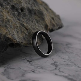 SOMEN TUNGSTEN 4mm Black Ceramic Rings Brushed Comfort Fit Engagement Wedding Band Size 4-13 (4mm(ceramic), 6.5)