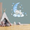 Cute Elephant Wall Stickers with Blue Cloud Moon and Stars