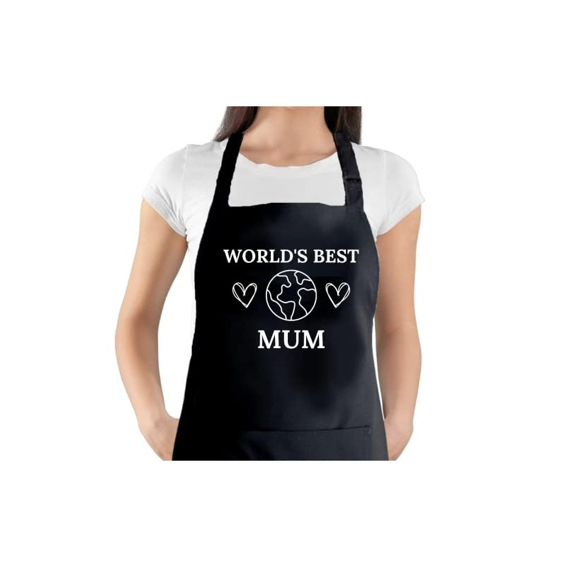 Second Ave Women's World's Best Mum Black Apron Baking Cooking