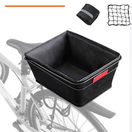 YONTUO Rear Bike Basket with Liner,Large Bicycle Basket with Waterproof Cover,Bicycle Rear Basket with Cargo Net,Great for Bike Trip,Carrying Grocery and Some Heavy Load，BCB04