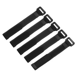 MECCANIXITY 5 Pcs Reusable Battery Tie Down Straps, 1" x 8" Nylon Multipurpose Battery Hold Down Adjustable Cinch Strap Hook Loop Fastening Tie for Quadcopters FPV RC Drone Boat Car, Black