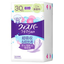 Whisper Water Absorption, 11.8 fl oz (30 cc, 22 cm), 22 Pieces, Unscented (For Women, Water Absorption Care, Urinary Leaking Pad) [Small Amounts]