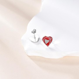 Ace Stud Earrings for Women 925 Sterling Silver Ace of Hearts Earrings Playing Card Jewelry Gifts