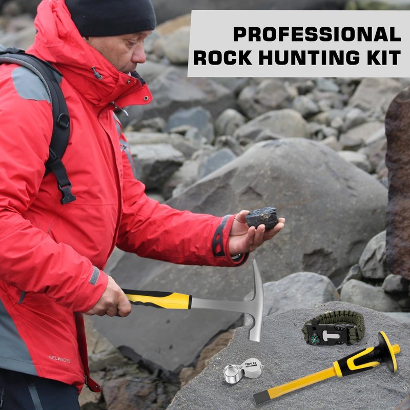 6 Pcs Rock Hammer Geology Starter Kit - 32 oz