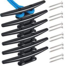 WTMORE Boat Cleat, High Impact Black Nylon Dock Cleat, Boat Cleats 8 inch with Screws,Boat Dock Cleats-Rope Cleat Perfect for Marine, Deck, Nautical Decor/Home Decor (6 Pack)