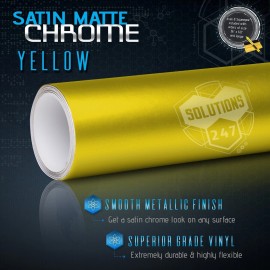 Solutions 60" x 120" Inch Yellow Satin Matte Chrome Metallic Vinyl Wrap Sticker Air Free