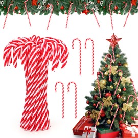 30 Pcs Christmas Candy Cane Ornament, 5.9 Inch Plastic Candy Canes, Christmas Tree Hanging Decoration Twisted Crutch Candy Canes for Xmas Tree Crafts Gift Indoor Outdoor Party Favor (30)