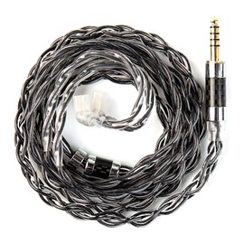 KBEAR Obsidian Black IEMs Cable, Graphene and 6N OCC Hybrid Conductor Earphone Upgraded Cable, Hi-Resolution HiFi Headphone Wire, 4 Strand 196-Core, 21AWG Braide Wire, 3.94ft/120cm (Black, QDC 4.4MM)